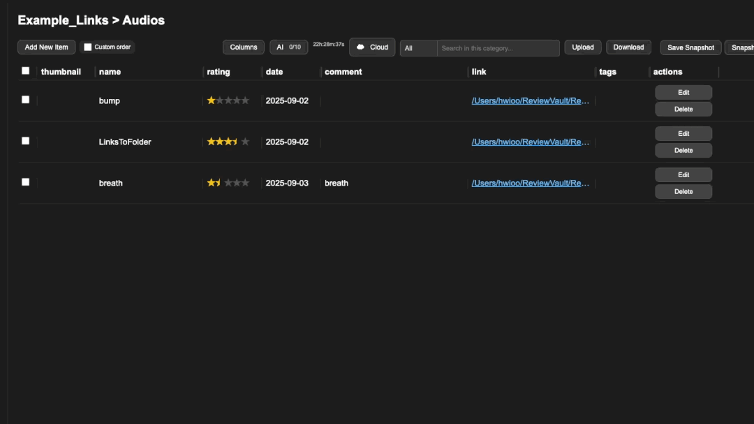 Requesting AI by category and saving useful picks